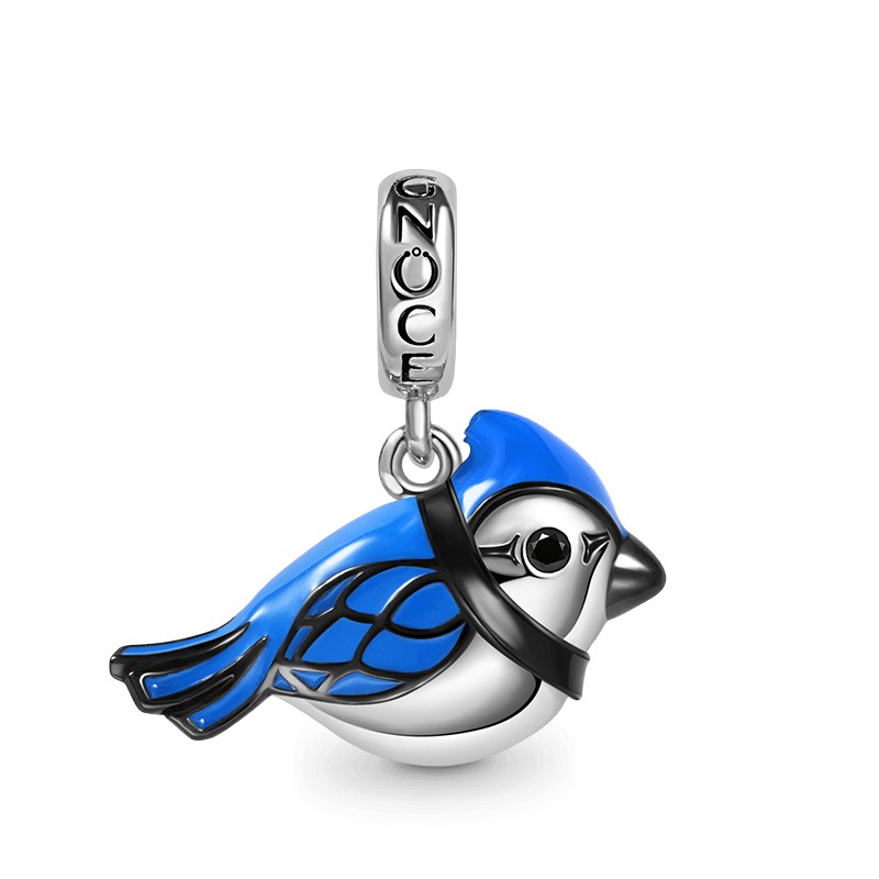 Şanslı Mavi Alakarga - Blue Jay Charm, 925 Ayar Gümüş