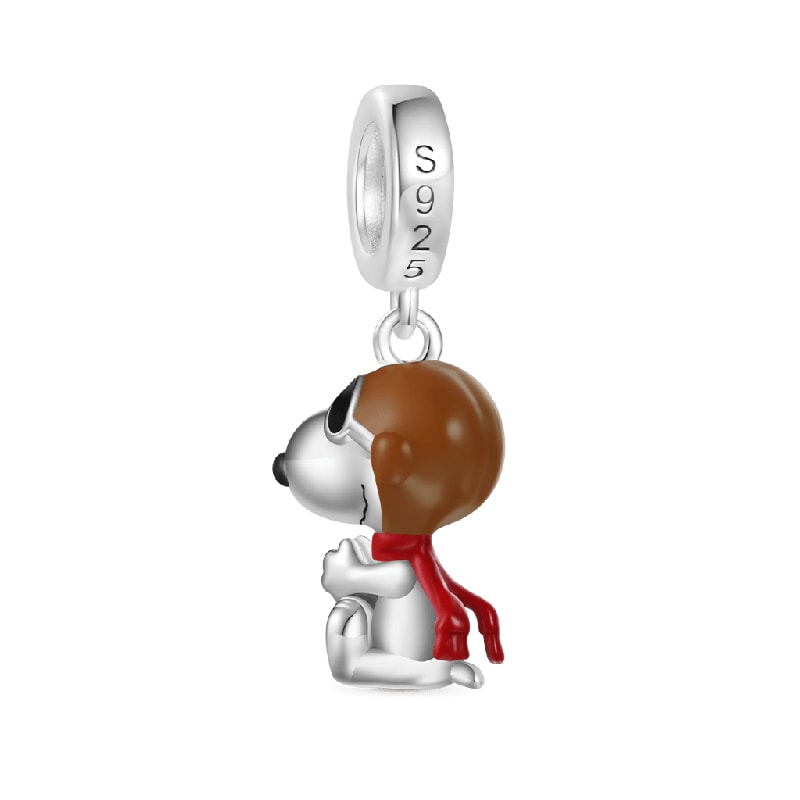 Gnoce Peanuts Flying Ace Snoopy Sallantılı Charm, 925 Ayar Gümüş