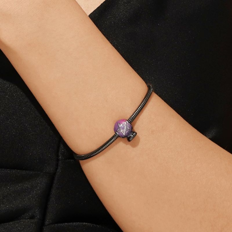 Halloween Mor Kristal Küre Charm, 925 Ayar Gümüş