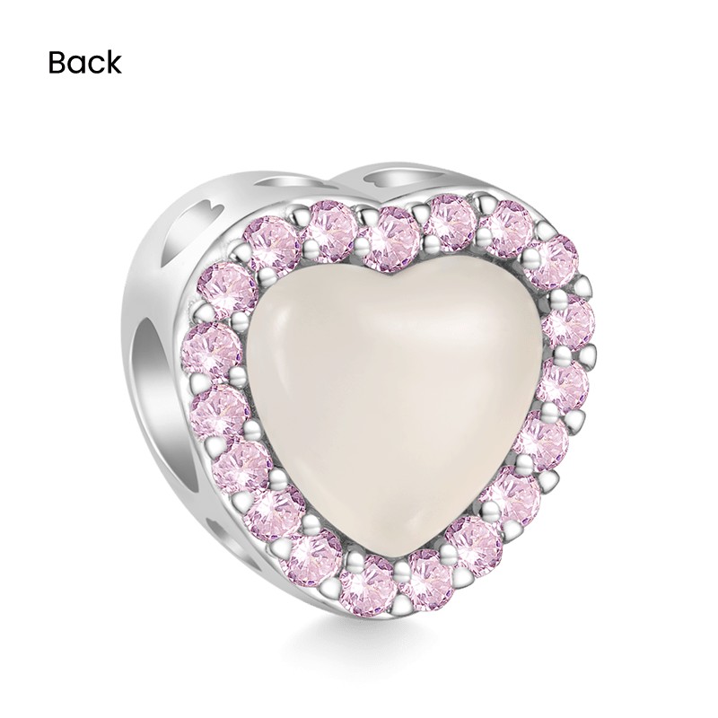 Renk Değiştiren Açık Pembe Kalp Charm, 925 Ayar Gümüş
