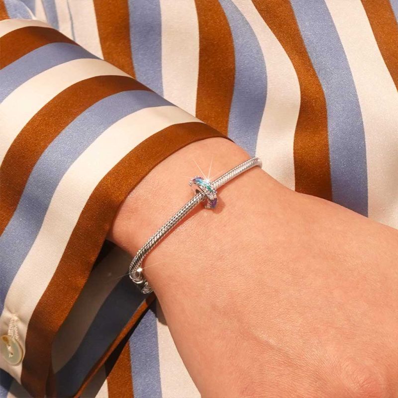 (18cm Klasik Bileklik) ve (Phoenix Tüyü Stoper Charm) ve (Aytaşı Kuğu Charm), 925 Ayar Gümüş