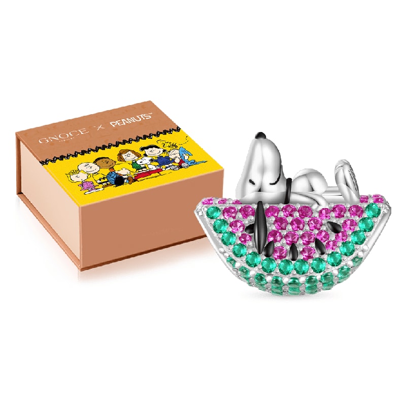 Peanuts Snoopy Karpuz Üstünde Charm, 925 Ayar Gümüş