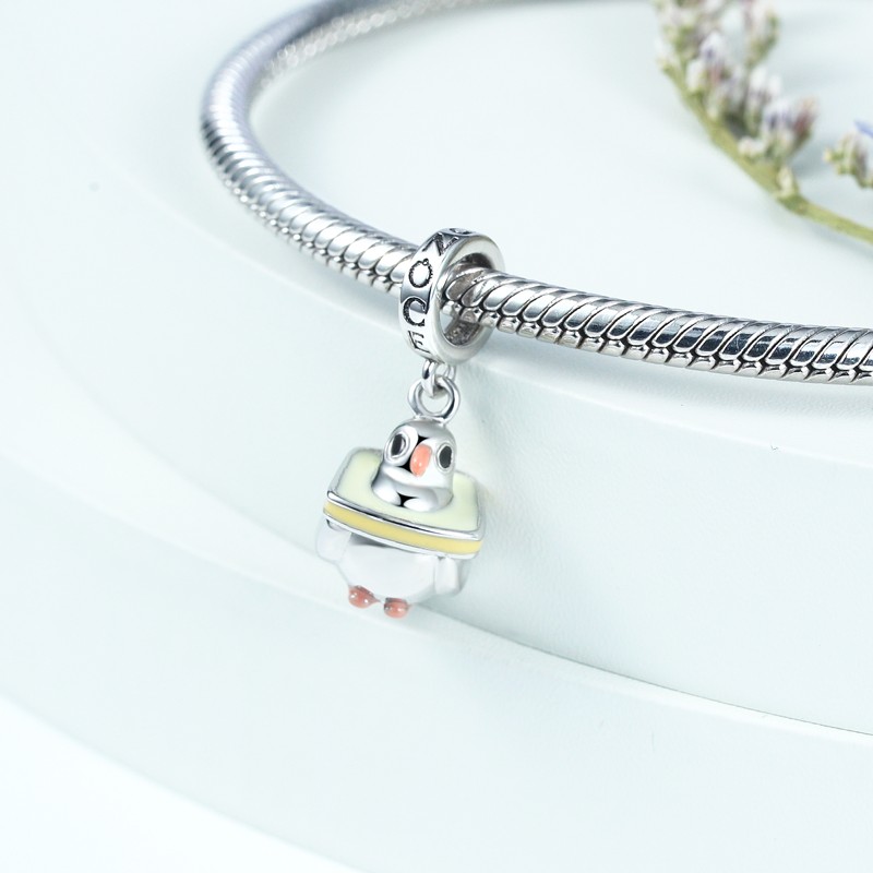 "Ekmeği Seviyorum" Güvercin Charm, 925 Ayar Gümüş