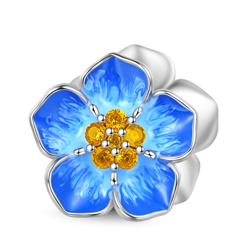 "Unutmabeni" Mavi Charm, 925 Ayar Gümüş