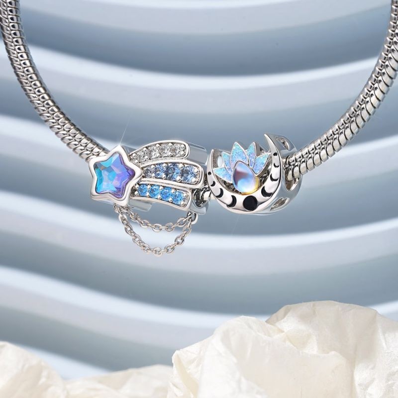 Aqua Blue Deniz Yıldızı Charm, 925 Ayar Gümüş