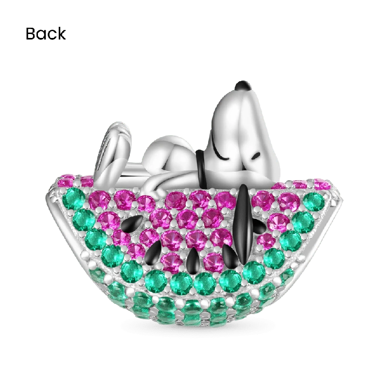 Peanuts Snoopy Karpuz Üstünde Charm, 925 Ayar Gümüş