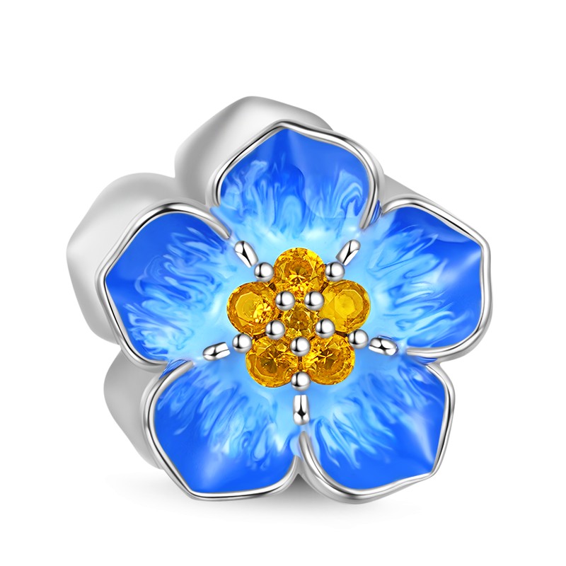 "Unutmabeni" Mavi Charm, 925 Ayar Gümüş