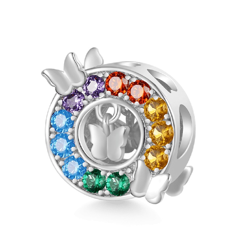 Gökkuşağı Kelebek Charm, 925 Ayar Gümüş