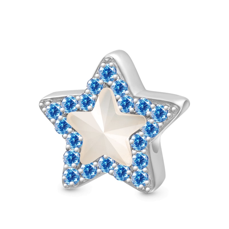 (18cm Klasik Bileklik) ve (Renk Değiştiren Açık Pembe Kalp Charm) ve (Renk Değiştiren Mavi Yıldız Charm), 925 Ayar Gümüş