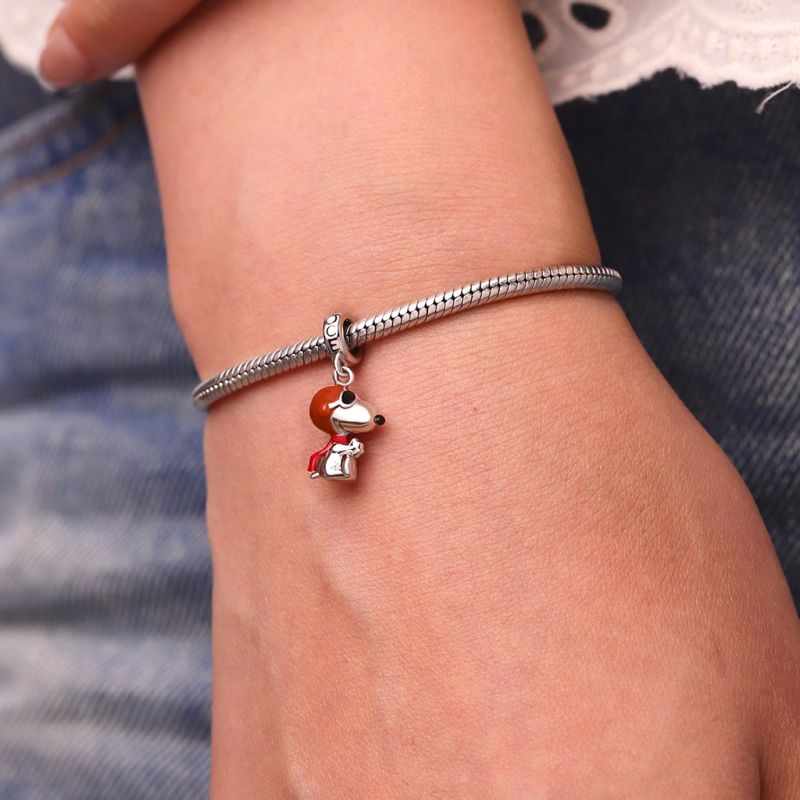 Gnoce Peanuts Flying Ace Snoopy Sallantılı Charm, 925 Ayar Gümüş