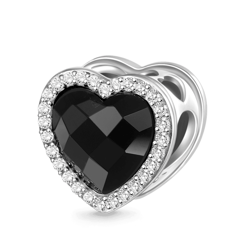 "Til Death" Parıldayan Aşk Kalp Charm, 925 Ayar Gümüş