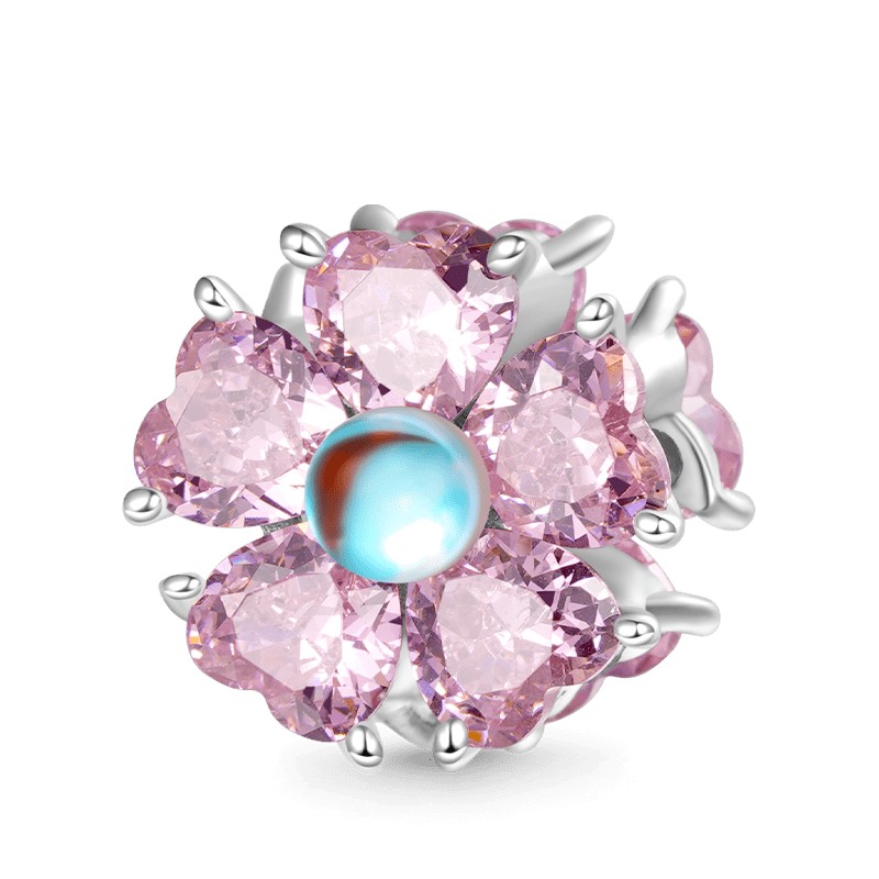 Pembe Çiçek Charm, 925 Ayar Gümüş