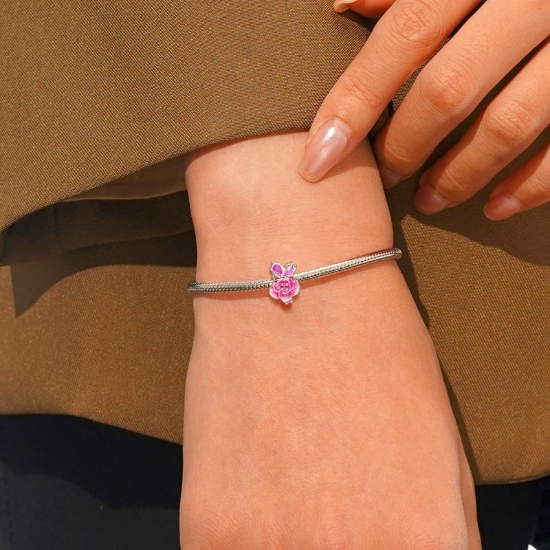 Pembe Güller Charm, 925 Ayar Gümüş