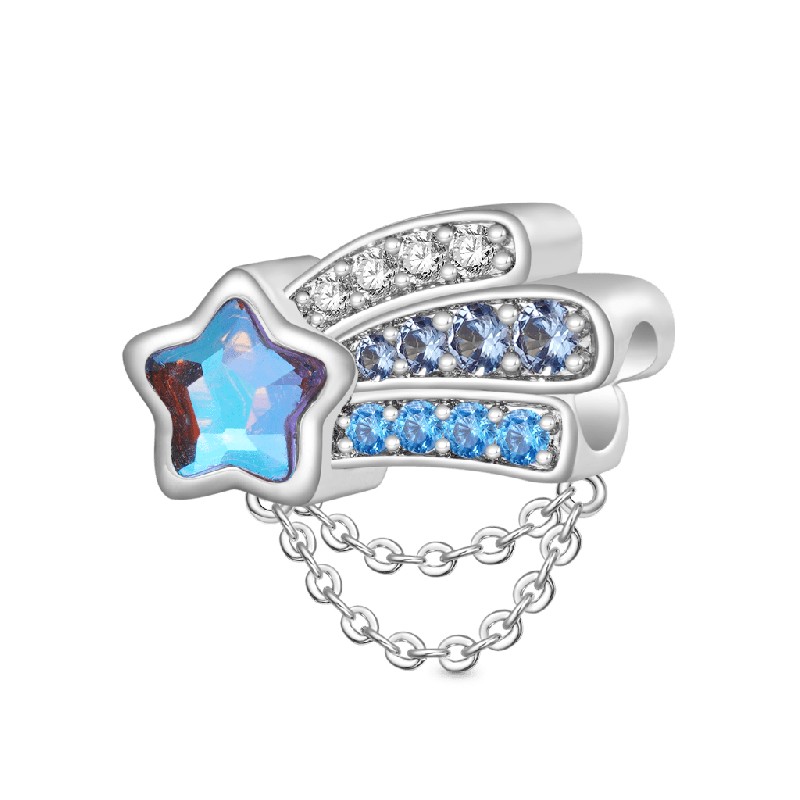 Aqua Blue Deniz Yıldızı Charm, 925 Ayar Gümüş