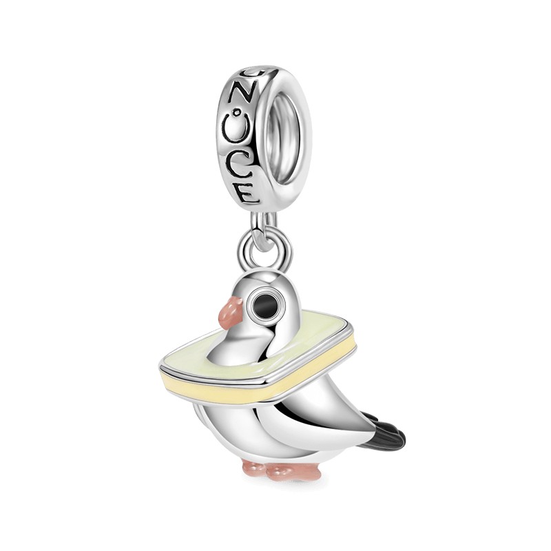 "Ekmeği Seviyorum" Güvercin Charm, 925 Ayar Gümüş