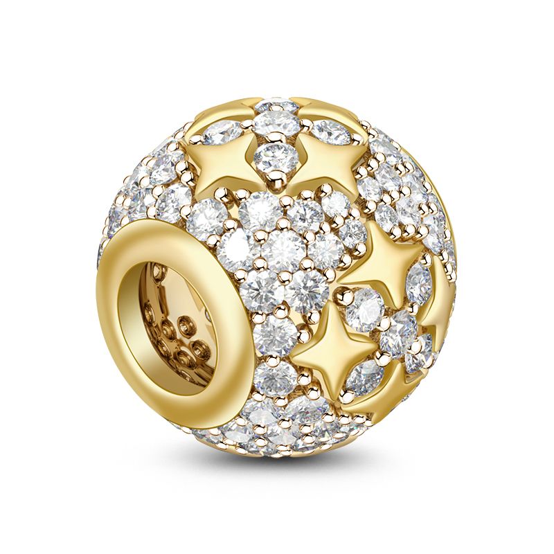 (18cm 18K Altın Kaplama Klasik Bileklik) ve (Hayat Ağacı Renkli Taşlarla İşlenmiş Charm) ve (Altın Yıldız Kübik Zirkon Taşlı Charm), 18K Altın Kaplama 25 Ayar Gümüş