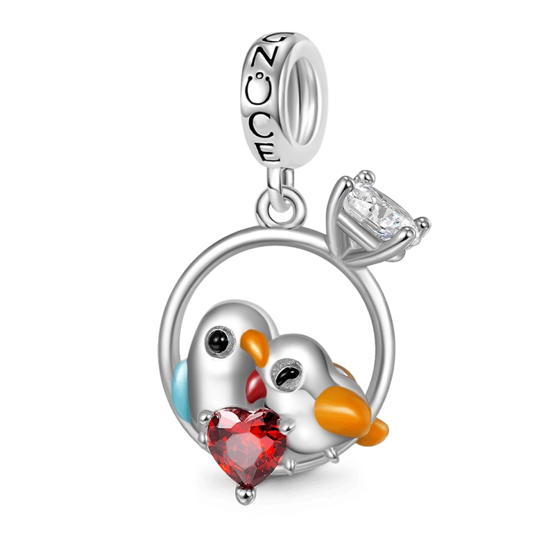 (18cm Klasik Bileklik) ve ("Asla Ayrılmayacağız" Anahtar ve Kilit Charm) ve (Muhabbet Kuşları Charm), 925 Ayar Gümüş