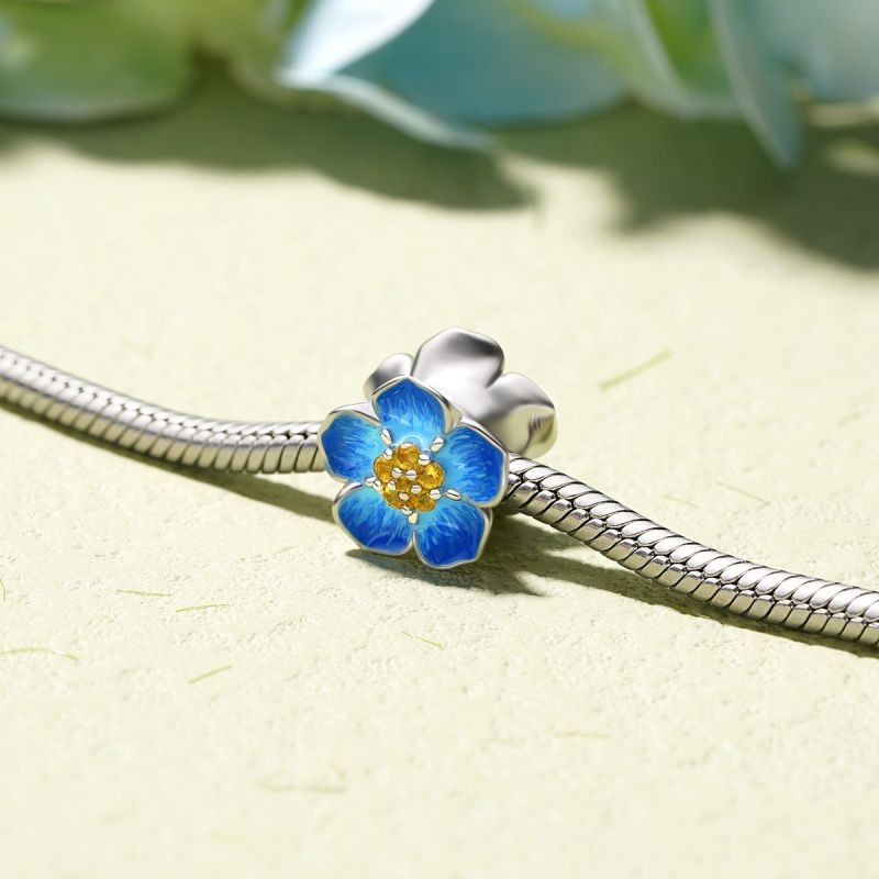 "Unutmabeni" Mavi Charm, 925 Ayar Gümüş