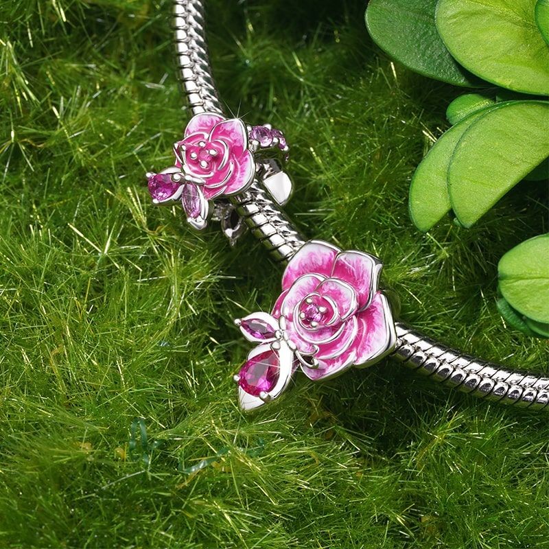 Pembe Güller Charm, 925 Ayar Gümüş