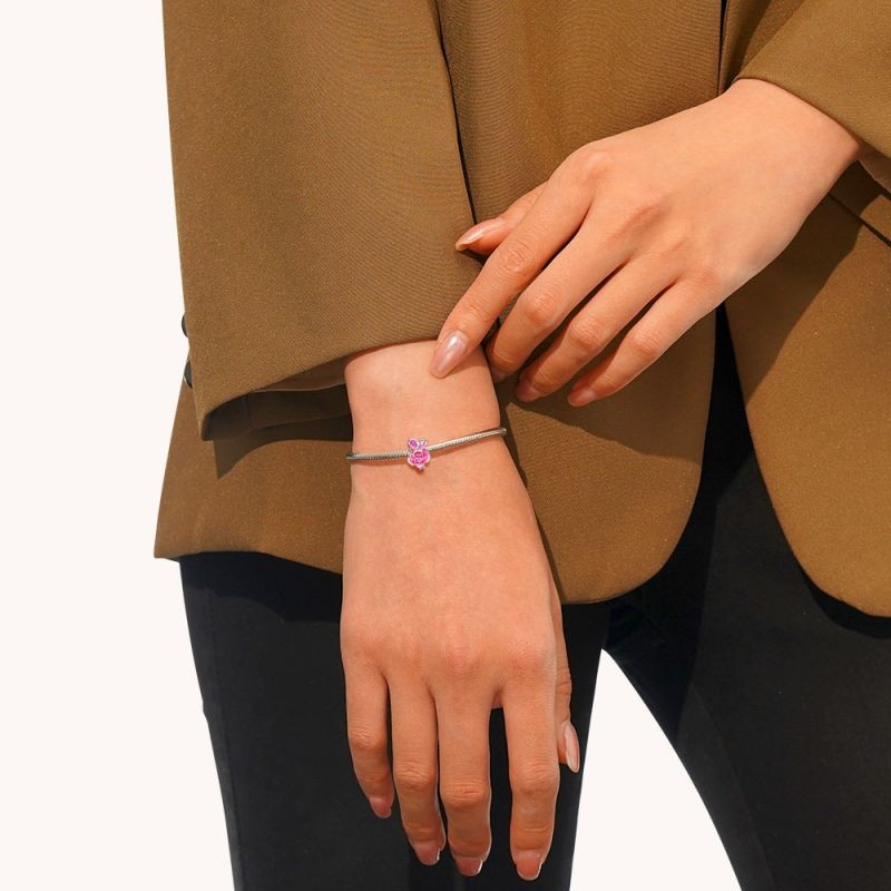 Pembe Güller Charm, 925 Ayar Gümüş
