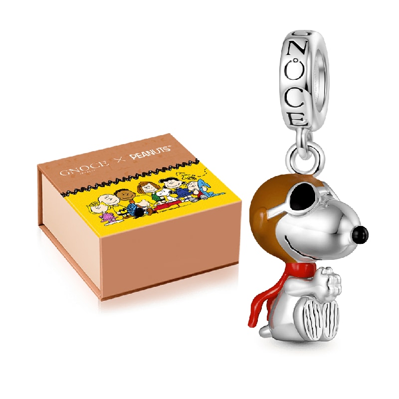 Gnoce Peanuts Flying Ace Snoopy Sallantılı Charm, 925 Ayar Gümüş