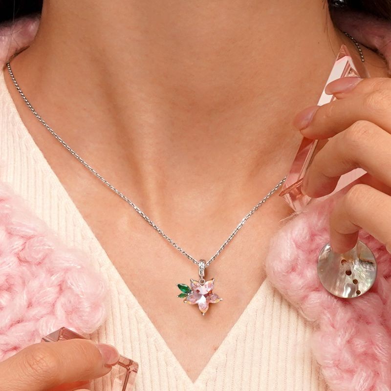 Pembe Zirkon Sakura Charm, 925 Ayar Gümüş