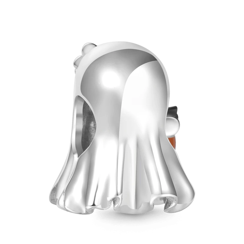 Halloween "Hayalet Kahve İçiyor" Charm, 925 Ayar Gümüş