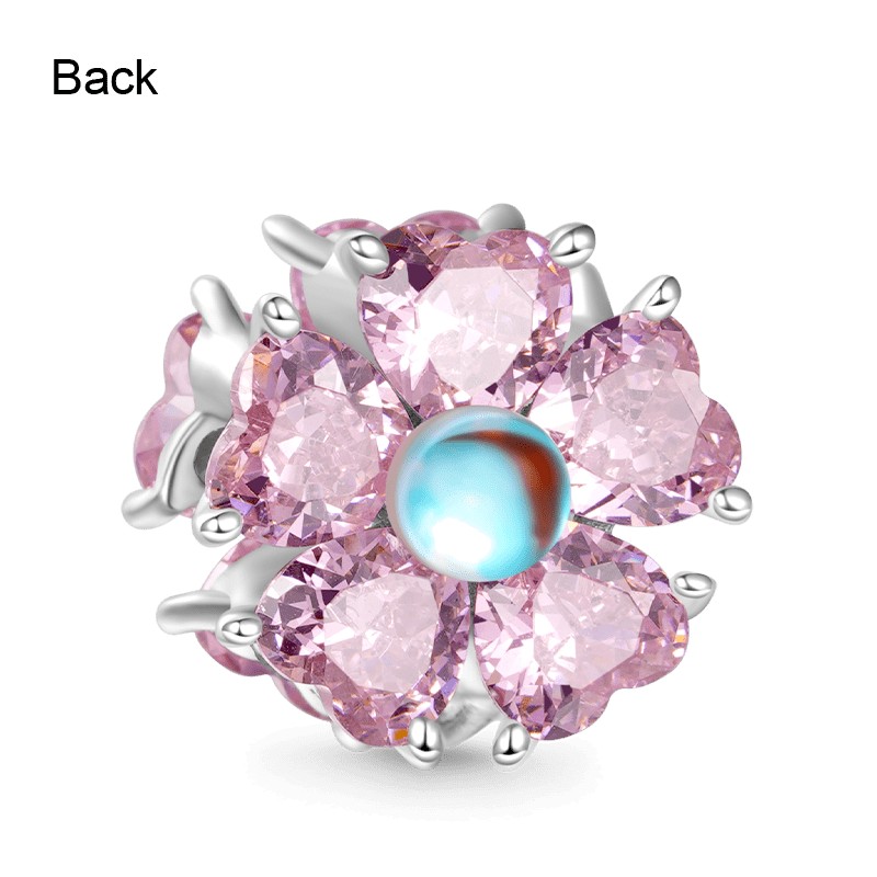 Pembe Açan Çiçek Charm, 925 Ayar Gümüş