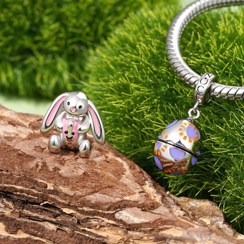 Uzun Kulaklı Tavşan Charm, 925 Ayar Gümüş