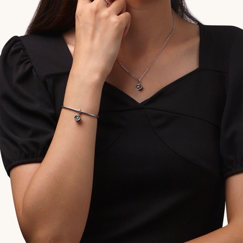 Döndürülebilir Nazar Boncuğu Charm, 925 Ayar Gümüş