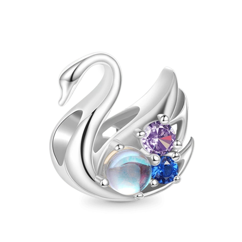 (18cm Klasik Bileklik) ve (Phoenix Tüyü Stoper Charm) ve (Aytaşı Kuğu Charm), 925 Ayar Gümüş