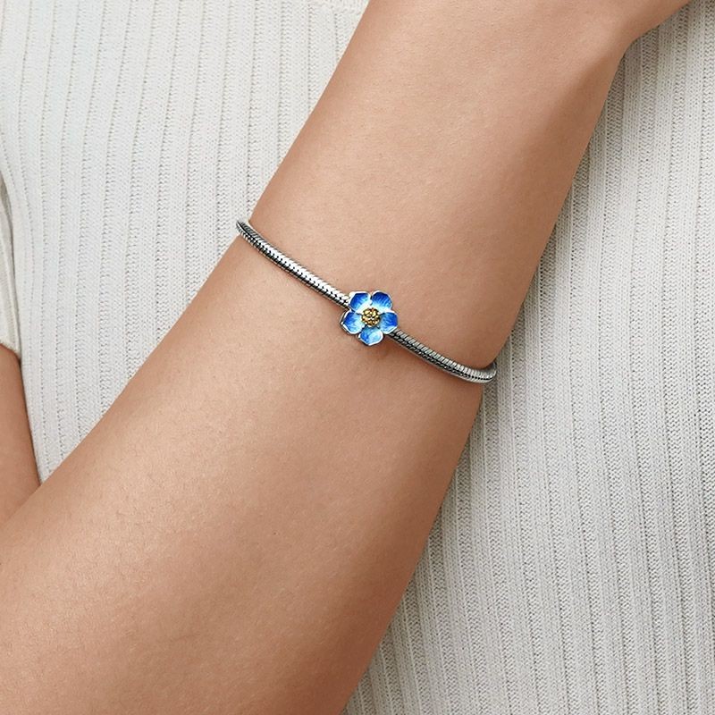 "Unutmabeni" Mavi Charm, 925 Ayar Gümüş