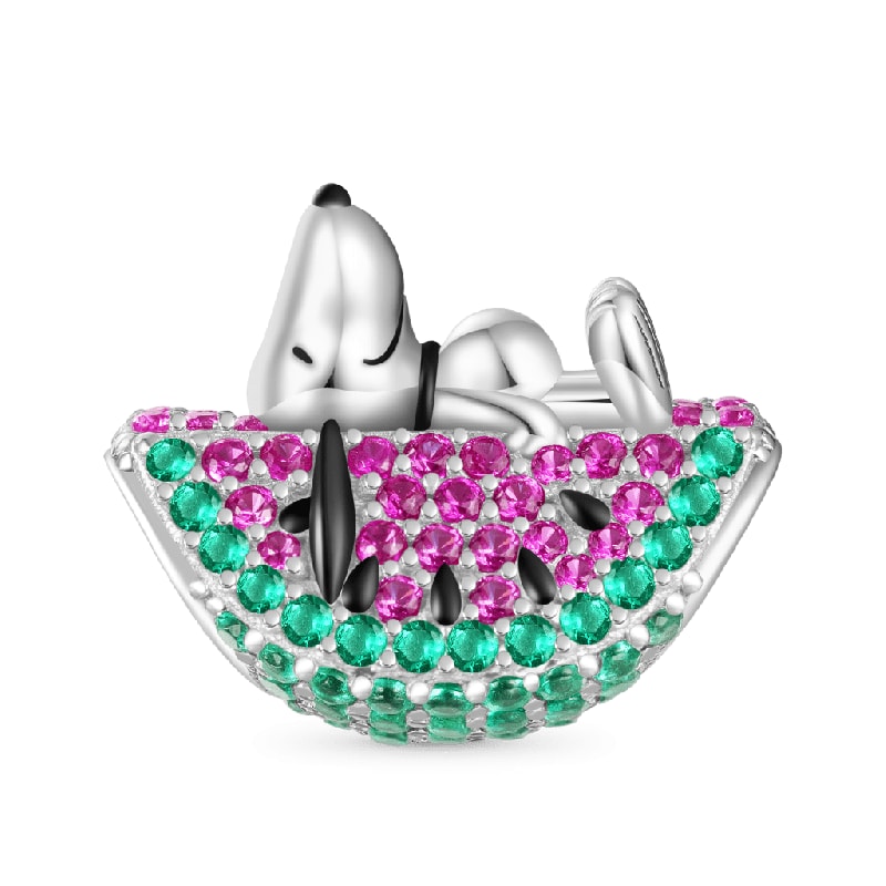 Peanuts Snoopy Karpuz Üstünde Charm, 925 Ayar Gümüş