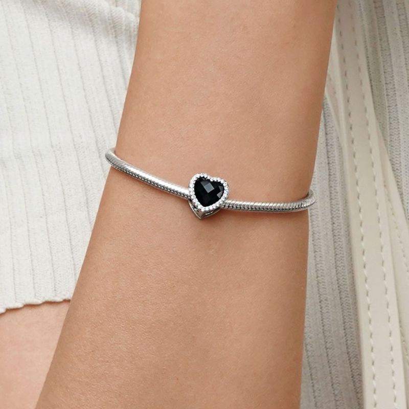 "Til Death" Parıldayan Aşk Kalp Charm, 925 Ayar Gümüş