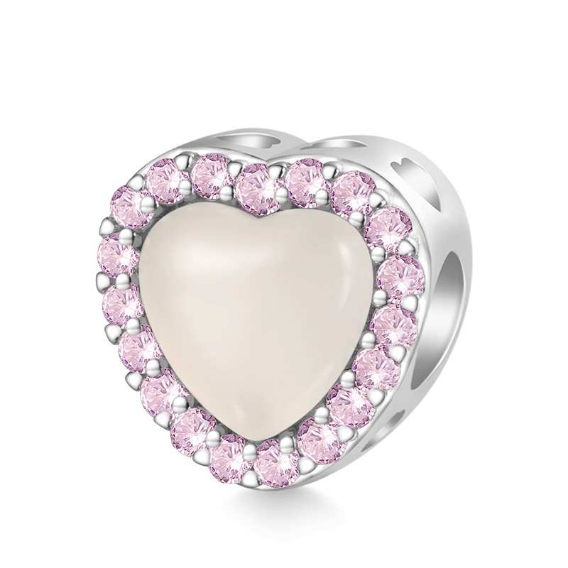 Renk Değiştiren Açık Pembe Kalp Charm, 925 Ayar Gümüş