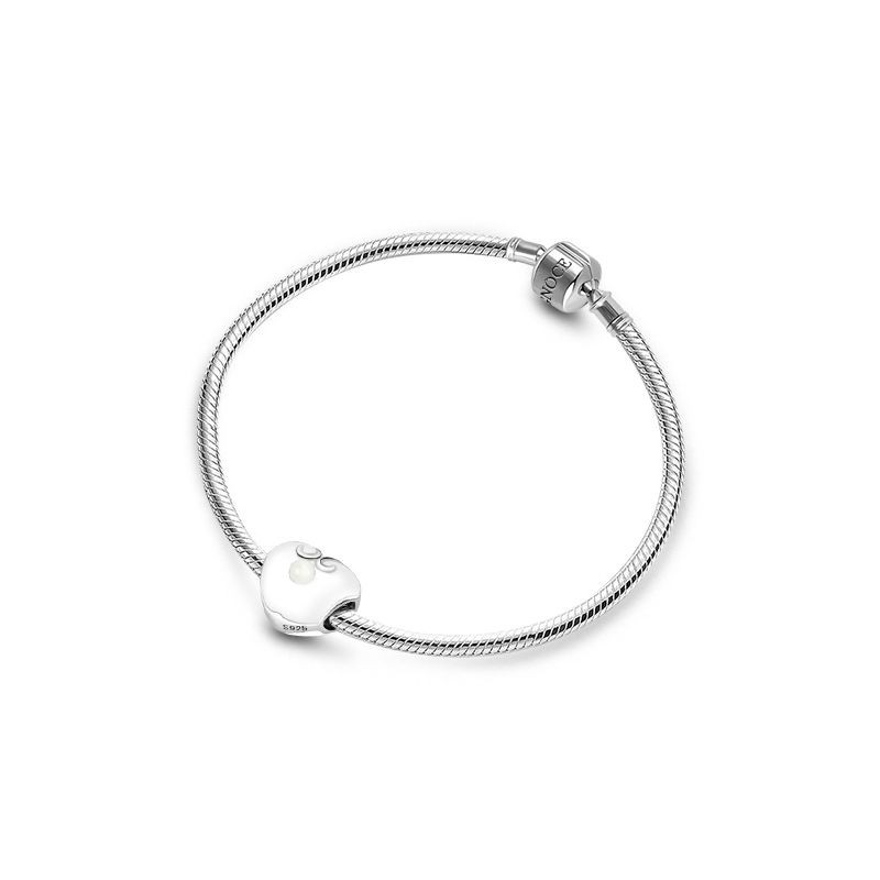 Kalp Şekilli Beyaz İnci Charm, 925 Ayar Gümüş