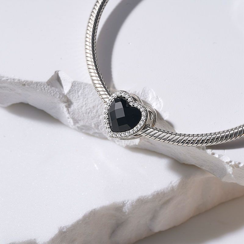 "Til Death" Parıldayan Aşk Kalp Charm, 925 Ayar Gümüş