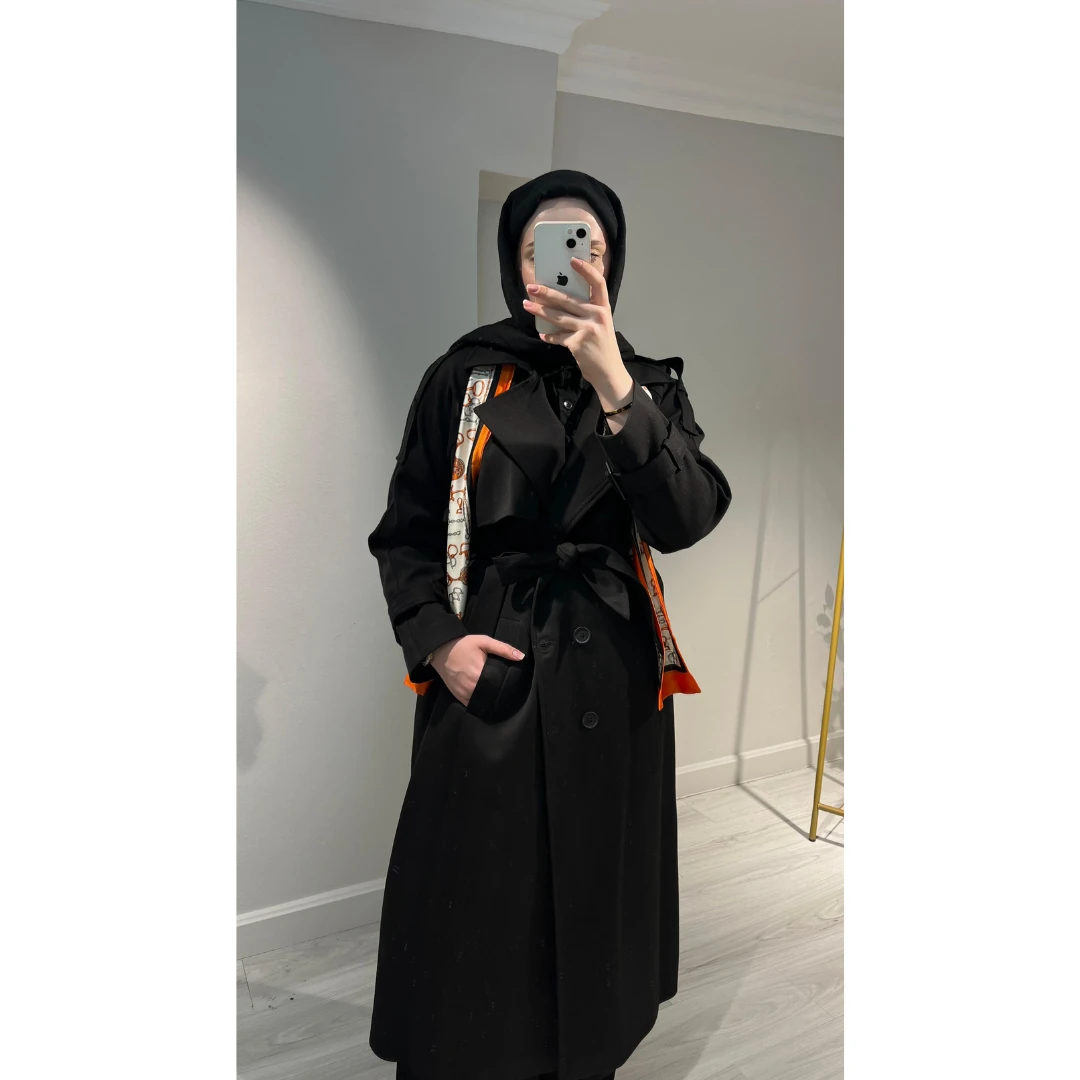 Premium Oversize Fularlı Trenç