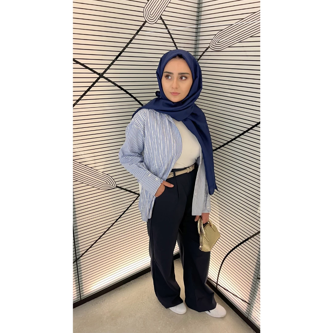 Taş Detaylı Çizgili Oversize Gömlek