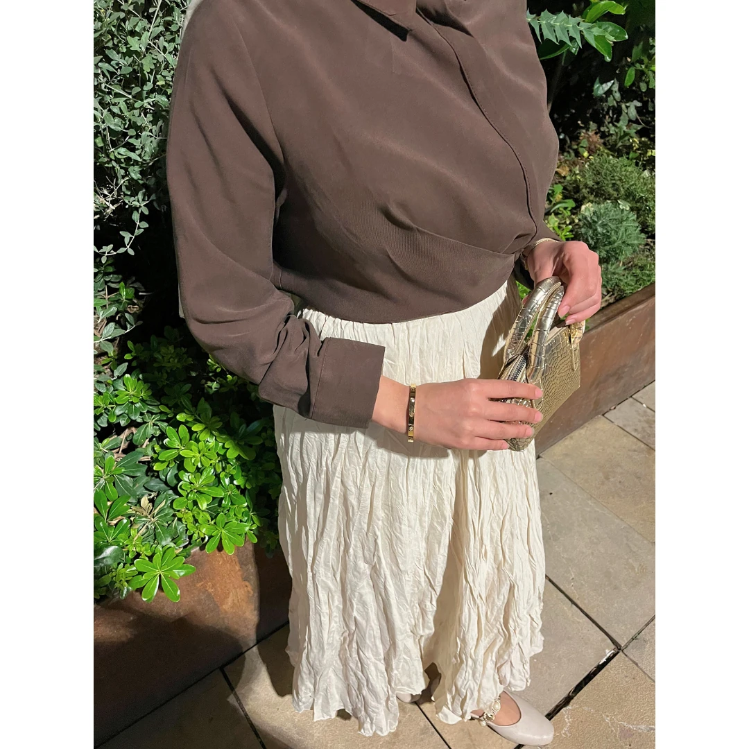 Kırışık Etek Bej