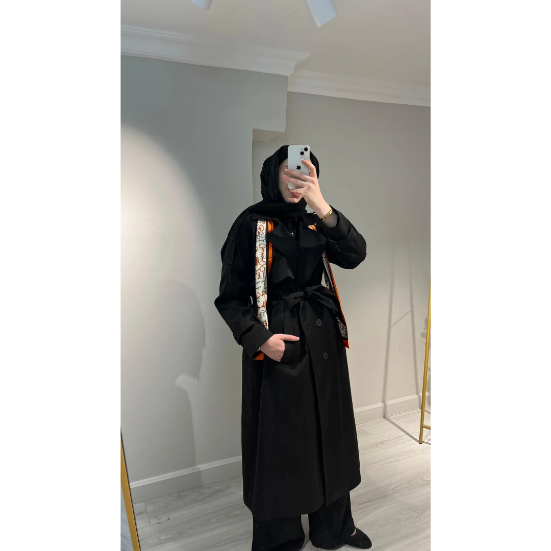 Premium Oversize Fularlı Trenç