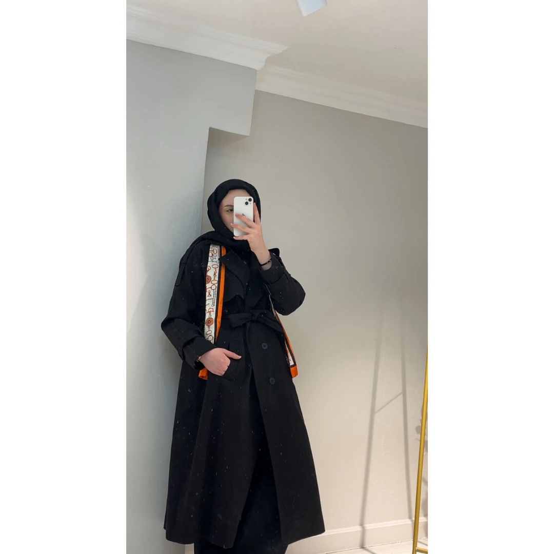 Premium Oversize Fularlı Trenç