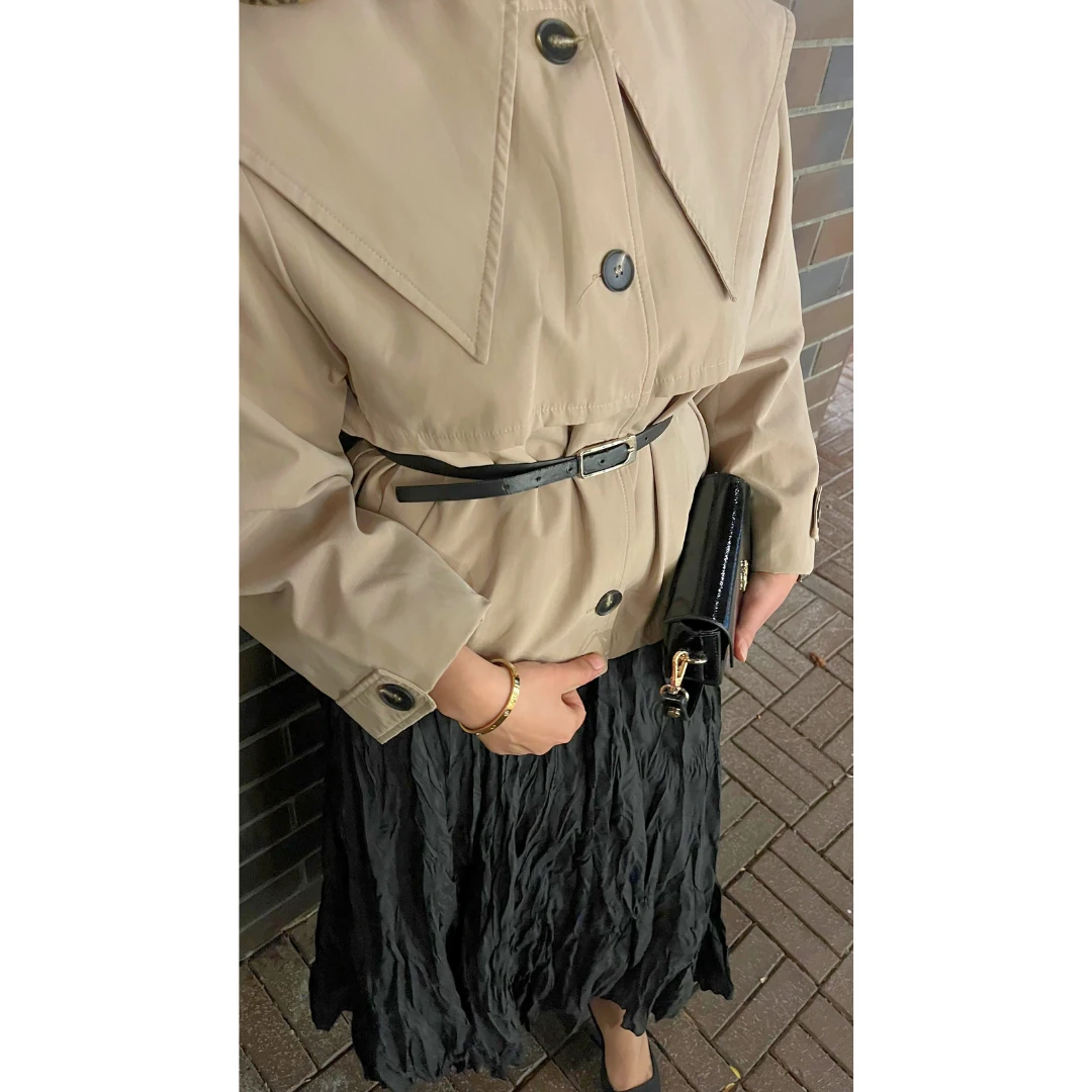 Kırışık Etek Siyah