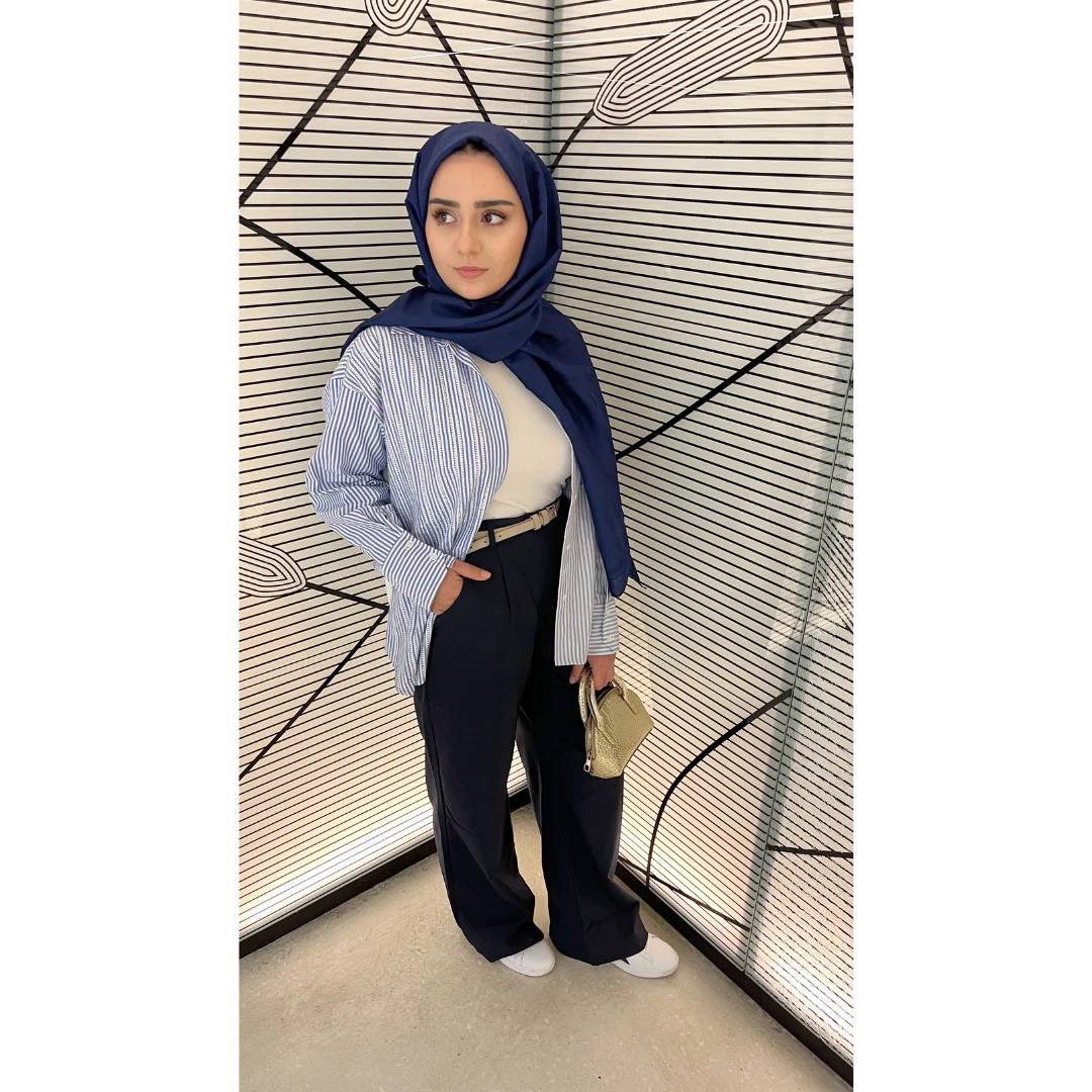 Taş Detaylı Çizgili Oversize Gömlek