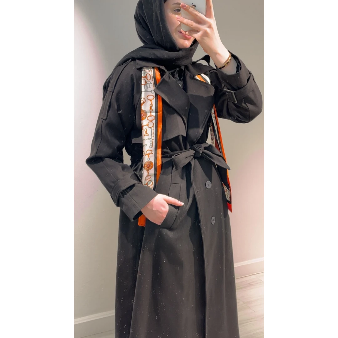 Premium Oversize Fularlı Trenç