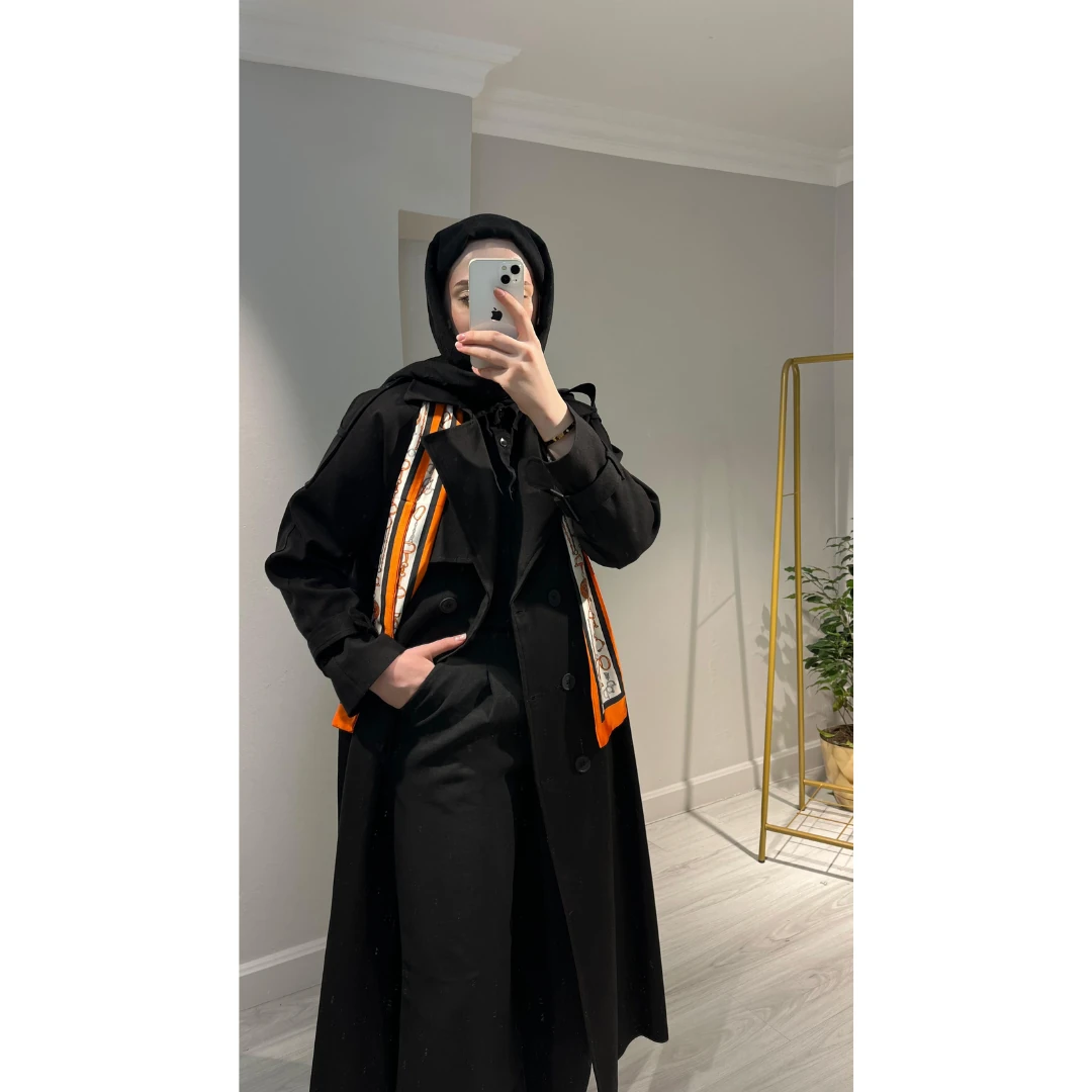 Premium Oversize Fularlı Trenç