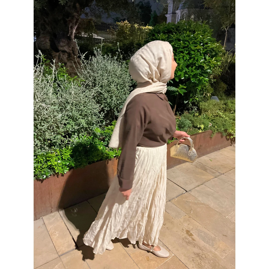 Kırışık Etek Bej