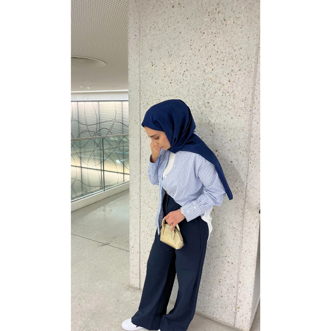 Taş Detaylı Çizgili Oversize Gömlek