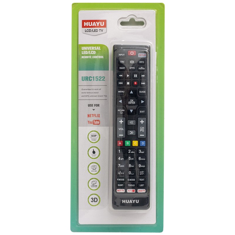 HUAYU URC1522 NETFLIX-YOUTUBE-AMAZON TUŞLU LED-LCD TV UNIVERSAL AKILLI KUMANDA AMBALAJ'LI