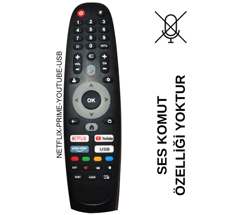 (SES KOMUTSUZ) ONVO-SENNA-ALTUS-STRONG USB TUŞLU - NETFLIX - YOUTUBE - PRIME VIDEO LCD LED TV KUMANDASI